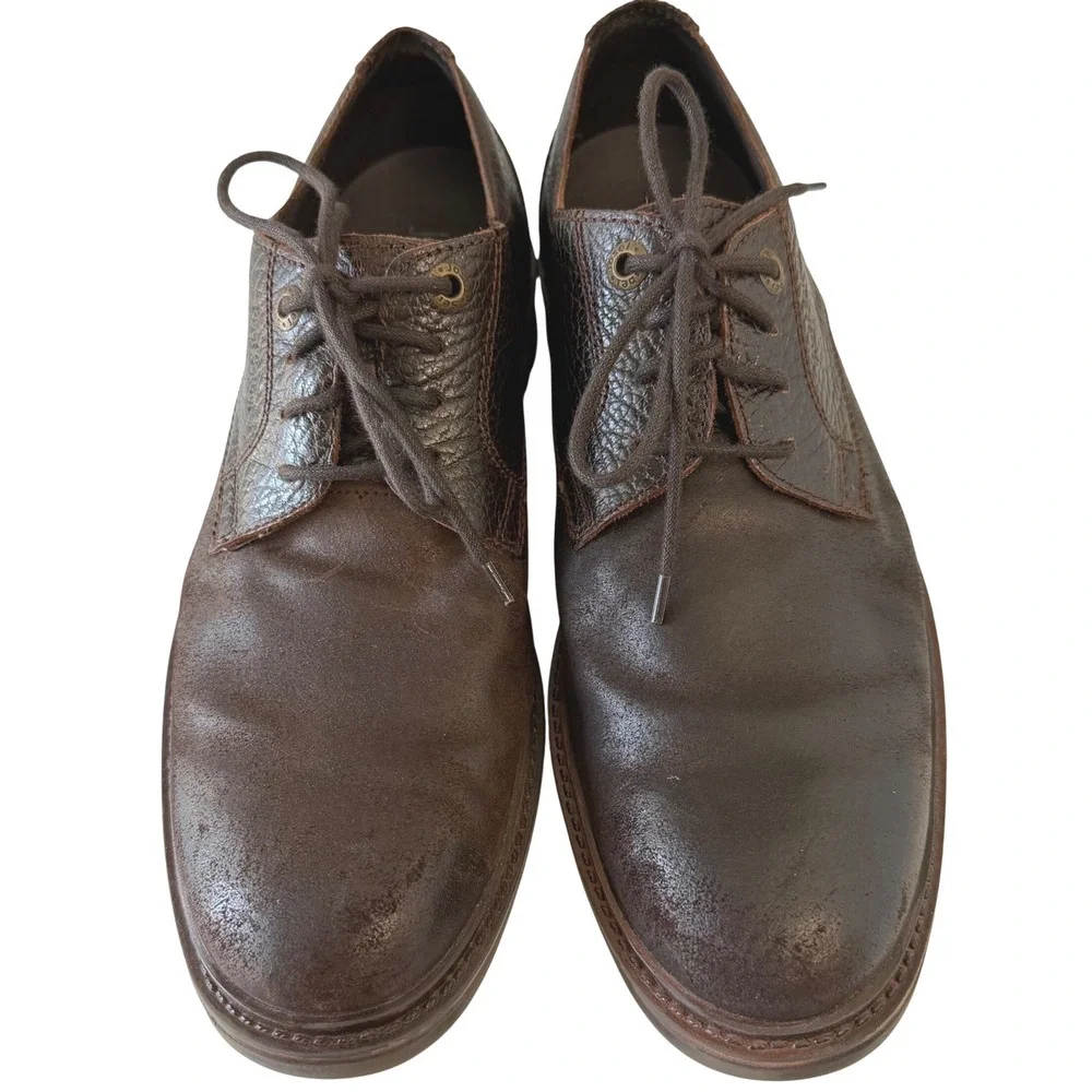 Josef Seibel Mens Brown Leather Mixed Texture Lace Up Oxford Shoes EU 44 US 11